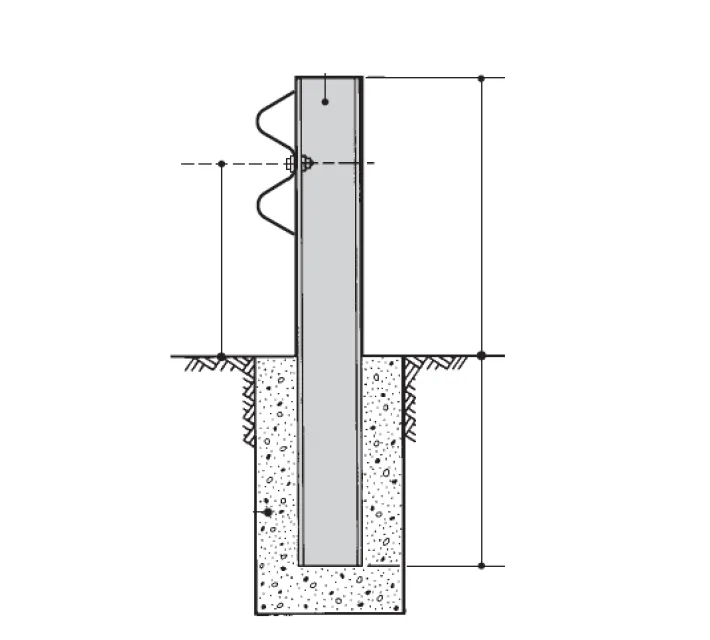 Vaste stootbuffer technische tekening